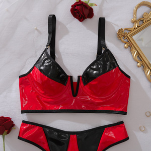 จูบฉันสิ แองเจิล ชุดชั้นในเซ็กซี่แบบใหม่ <span class=keywords><strong>หนัง</strong></span> PU สีเข้ากัน ดีไซน์คอวีลึก ยกกระชับ สำหรับผู้หญิงวัยผู้ใหญ่สุดเซ็กซี่ - Product Image 4