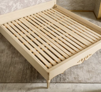 Lit double Queen en tissu de style européen, en bois massif sculpté, rétro, de style palais, haut de gamme, Benoge, 1,8x2,0m