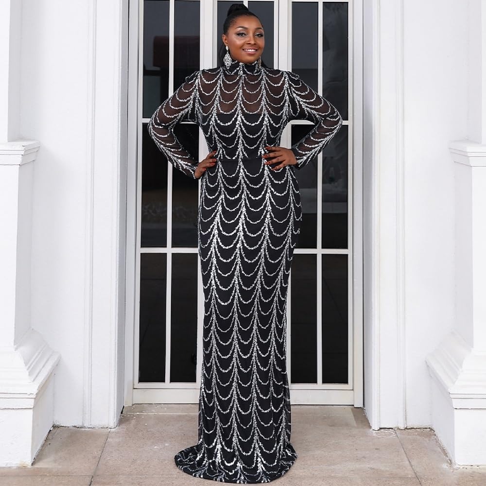 chinese dress ladies V-neck Long Sleeve Split Maxi Dress XH1221 main image 1