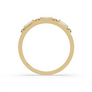 Bague demi-éternité en argent sterling 925 avec diamant de laboratoire, plaqué rhodium, bijoux fins de luxe pour femme, cadeau intemporel - Product Image 4