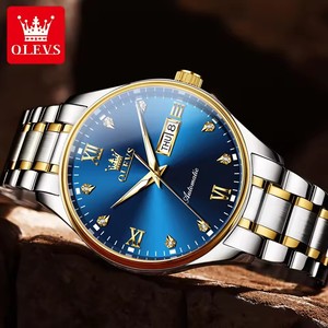   Reloj de Hombre 9955, Reloj Mecánico Automático de Lujo con Diamantes, Reloj Clásico Simple de Acero Inoxidable, Resistente al Agua, con Fecha y Día de la Semana - Product Image 1