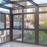 Invernadero Moderno Personalizado de Aleación de Aluminio Prefabricado, Casa de Cristal para Espacios Exteriores de Villas, Solárium Resistente a la Intemperie