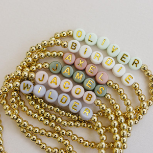 Pulsera con Nombre Personalizado, Joyería Personalizada, Regalo, Pulsera de Cuentas Doradas, Pulsera de Amistad, Nombre Personalizado para Niños, Pulsera para Mujer - Product Image 3