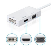Adaptador Mini DisplayPort 3 en 1, Convertidor de Cable DP a HDTV/VGA/DVI 1080p, Función de Carga para Laptop, HDTV y Proyector, Gran Venta