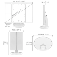 Loupe à écran tactile LED pliable et portable HD Miroir de maquillage carré rotatif à 180 degrés