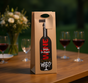 Borsa Regalo in Carta per Vino con Etichetta, Porta Bottiglia Ecologico - Product Image 2