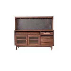 Moderno soggiorno in legno massello di noce alto credenza credenza armadietto a buffet mobili - Product Image 6