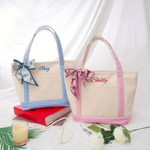 Sac fourre-tout en toile brodée avec noms et textes personnalisés, style tendance, couleurs mélangées, pour la plage, livraison directe - Product Image 1