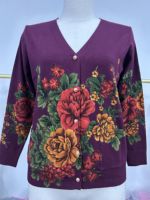 Pull-over à col en V avec poches sur le devant, motif floral, tricoté, cardigan, manteau pour femmes, ventes chaudes