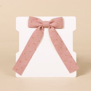 Europe and America New Girls' European American Style Corduroy Big Bow Bronzed Children's Hair <b>Clip</b> Princess Hair Accessories - Product Image 4