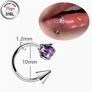 Freya 16G Anillos para Labio de Acero Inoxidable, Joyería para Piercings: Anillo Herradura, <span class=keywords><strong>Labret</strong></span>, Barbell Espiral, Pendientes para Hélice y Tragus, Aro para Septum - Product Image 6