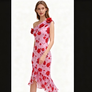 Nouvelles robes sexy pour femmes, à épaules dénudées, à volants floraux, tendance - Product Image 4