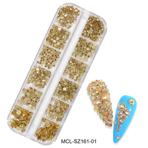 Venta al por Mayor de Piedras de Cristal Redondas Pequeñas y Brillantes de 12 Tamaños Variados, Fáciles de Aplicar, para Decoración de Uñas - Product Image 6