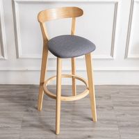 Chaise de bar moderne en bois massif de frêne, tabouret de cuisine en cuir rond, mobilier de bar – Offre spéciale