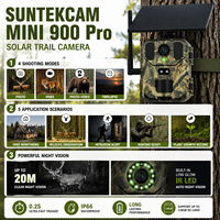 Солнечная камера Suntekcam 4G, Охотничья дорожная камера 2K 30 МП с потоковой трансляцией в реальном времени, FTP SMTP, 3*18650 перезаряжаемая батарея MiNi900Pro