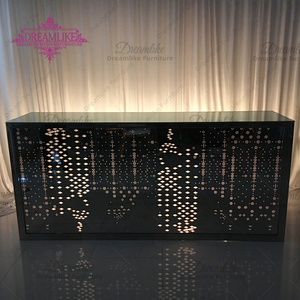 Comptoir de <span class=keywords><strong>bar</strong></span> rectangulaire moderne et durable avec plateau en verre, structure en acier inoxydable et base sur piédestal pour usage domestique, hôtelier, salle à manger et banquets - Product Image 4