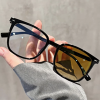 Lunettes d'ordinateur photochromiques anti-lumière bleue à monture carrée en diamant, verres PC pleine monture, pour adultes unisexes