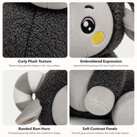 Peluche personnalisée en forme de chèvre, jouet doux pour enfants, personnage câlin avec texture duveteuse et détails brodés, peluche adaptée à tous les âges