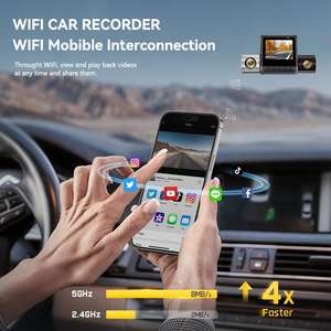 Caméra de tableau de bord 4K 2 pouces 3 caméras Caméra de tableau de bord à capteur G avec vision nocturne Wifi Boîte noire de voiture DVR 3ch pour caméra de tableau de bord avant et arrière 4K - Product Image 4