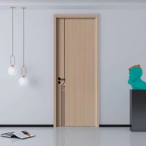 Moderne Holzmaserung Innentür WPC-Verbundstoff Zimmertür Maßgefertigte Tür für Hotel Apartment Innen-Holztür - Product Image 6