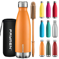 Bouteille d'eau de sport en acier inoxydable à double paroi, isotherme, anti-fuite, sans BPA, 350/500 ml, impression personnalisée, livraison en 24h