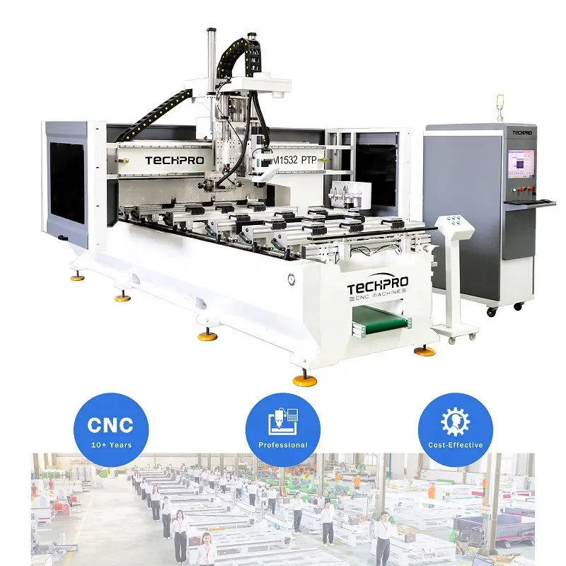 Jinan Double Heads ATC CNC router with Single Arm beam and PTP table machining center 3 axis cnc wood working router