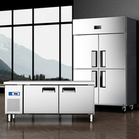 Refrigerador Comercial de Cuatro Puertas, Refrigerador Comercial con Puerta de Acero Inoxidable, Congelador Vertical Comercial