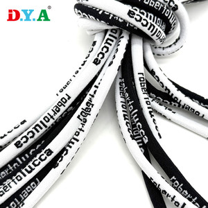 Benutzer definiertes Logo Mehrere Farben Nylon Polyester Jacquard Flache runde Metallspitzen Kordel zug für Shorts Hoodie Kordel zug - Product Image 2