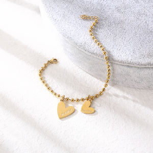 Bracelet avec breloque en acier inoxydable pour femmes, bijoux, 1 pièce, pour la fête des mères, perles cœur, maman et fille - Product Image 4