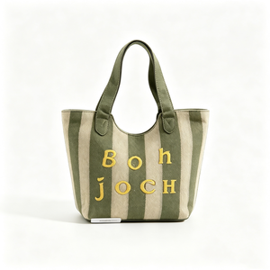Customized <b>Canvas</b> tote bag, Striped shoulder handbag, Letter embroidery tote, Women casual <b>mini</b> tote - Product Image 5