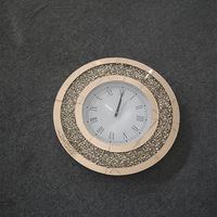 Vente directe du fabricant, nouvelles horloges décoratives de luxe de luxe suspendues en verre doré et diamant cassé