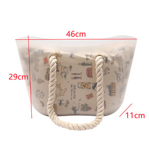 Large Waterproof Transparent Plastic Beach Tote Bag Washable Tip Proof Durable Handbag Fashionable Jelly Bag With Inner Bag