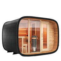 Desain Eksterior Hitam Ruang Sauna 4-6 Orang \ Kayu Hemlock Kanada \ Uap Luar Ruangan
