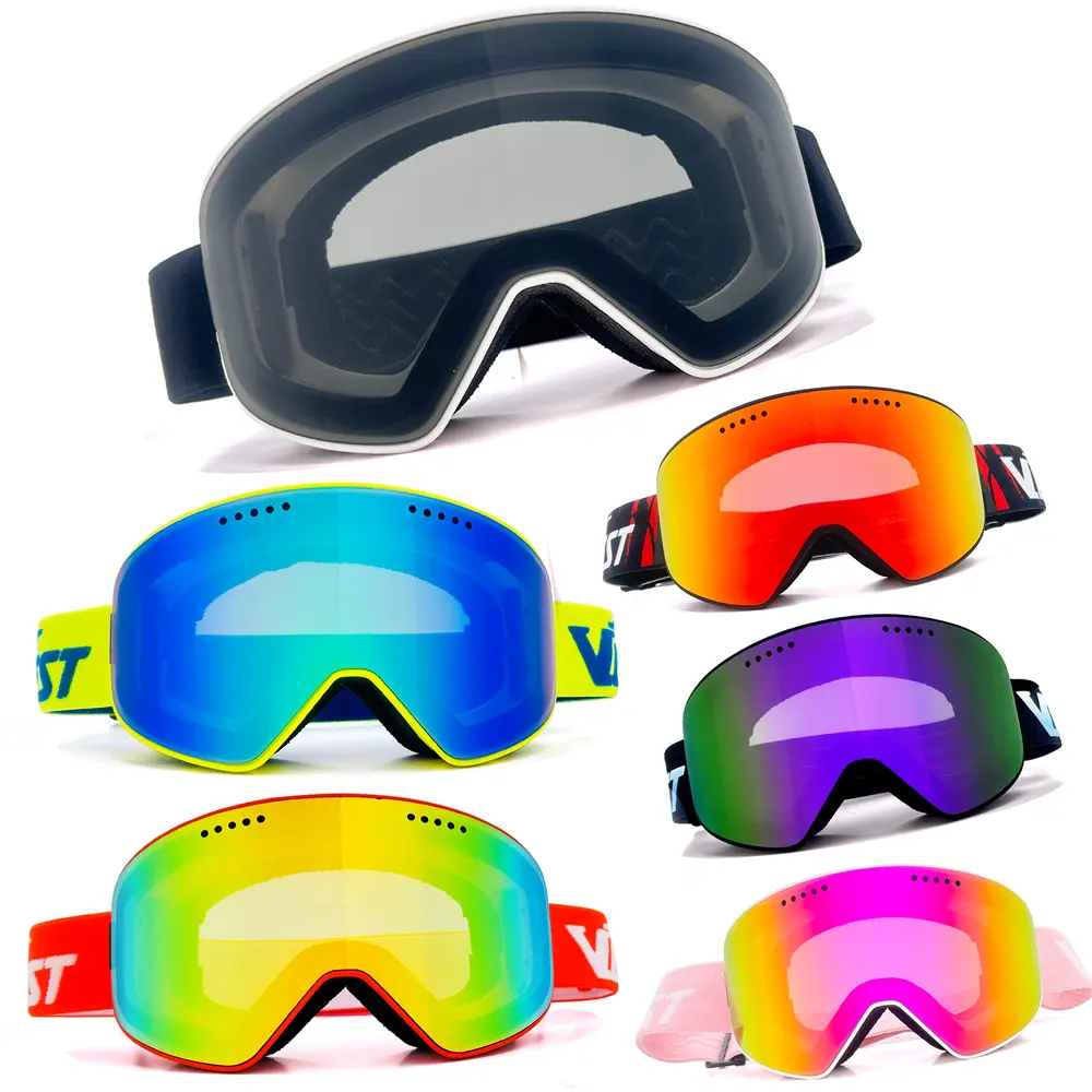 Óculos de esqui com logotipo personalizado para homens e mulheres, óculos de óculos de esqui com lentes antiembaçantes UV400 para snowboard e esqui, óculos de neve para homens e mulheres