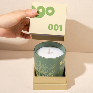 Bougie parfumée au citron AIKUN, en verre vert, avec logo personnalisé, en cire de soja, pour cadeau de Noël de luxe - Product Image 2