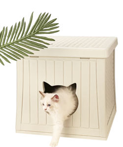 Casa <span class=keywords><strong>para</strong></span> <span class=keywords><strong>gatos</strong></span> de plástico con forma rectangular impermeable y resistente a la intemperie, casa <span class=keywords><strong>para</strong></span> <span class=keywords><strong>gatos</strong></span> apilable <span class=keywords><strong>para</strong></span> interiores y exteriores, casas prefabricadas - Product Image 1