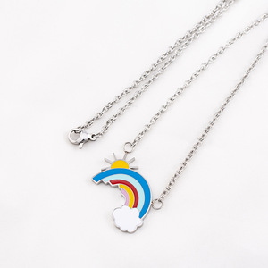Yunnique – collier avec pendentif nuage arc-en-ciel, dessin animé, en acier inoxydable, bijoux cadeau unisexe - Product Image 3