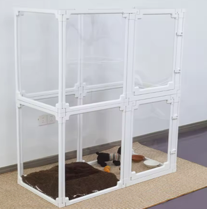 Sıcak satış çift çit şeffaf ABS PET özelleştirilebilir yükseklik köpek kafesi çit küçük hayvanlar kapalı kullanım için - Product Image 3