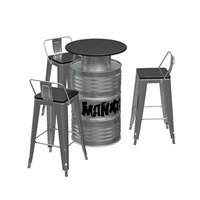 Ensemble de meubles de bar à pôle élevé de style industriel fer durable avec tambour à huile créatif caractéristiques de conception table et chaise avec dossier