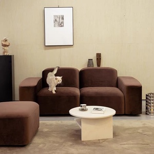 EU Velvet Fabric Three-seater for Living Room Large with Antique Style - Double Row Split in Modern Minimalist Style - Product Image 2