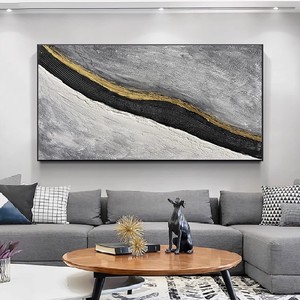 Pintura al Óleo Pintada a Mano, Arte Abstracto en Blanco, Negro y Gris, Efecto 3D, Marco Metálico, Estilo Lujoso, Arte de Pared para Sala de Estar, Fondo para Sofá - Product Image 4
