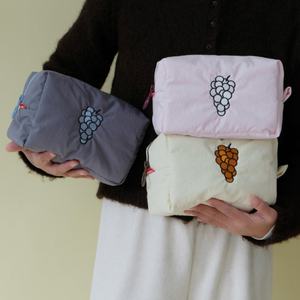 Grande capacité, résistante à l'eau, portable, motif gaufré, coton, écologique, trousse de maquillage, logo brodé, pochette zippée de voyage, femme - Product Image 4