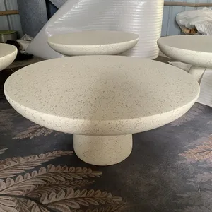Estilo Wabi-sabi pedra travertino mesa de luxo mesa redonda mesa de jantar de móveis de sala de jantar