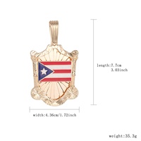 Collier Pendentif Bouclier Drapeau Personnalisable en Laiton Plaqué Or 14K avec Breloque Sculptée Émaillée à l'Huile pour Femme