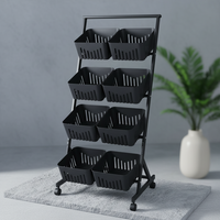 Étagère de rangement de cuisine en métal sur pied, multi-niveaux, mobile, pour collations, fruits et légumes, chariot de rangement, étagère d'organisation