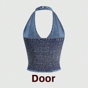 Ensemble deux pièces sexy et chic <span class=keywords><strong>pour</strong></span> femme, style urbain transfrontalier euro-américain, avec haut dos nu à imprimé rétro et short à liens, <span class=keywords><strong>pour</strong></span> l'été, longueur genou - Product Image 4