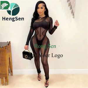 Fall Night Club Black Velvet Mesh Jumpsuit <strong>Bod</strong> One Piece See Through Flare Sleeve Jumpsuits - Product Image 1