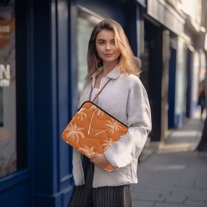 Wholesales Custom Orange Tropical Print <b>Computer</b> Messenger Laptop Accessories Grid Protective Case Laptop Sleeve - Product Image 5