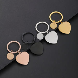 金属キーホルダーハート型プレートUV印刷小さなアクセサリーホリデーギフト彫刻用 - Product Image 1