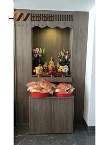 Buddhist Niches Solid Wood Modern Design Living Room <strong>Altar</strong> <strong>Cabinet</strong> with Guanyin and Wealth God Statues Worship Table - Product Image 4